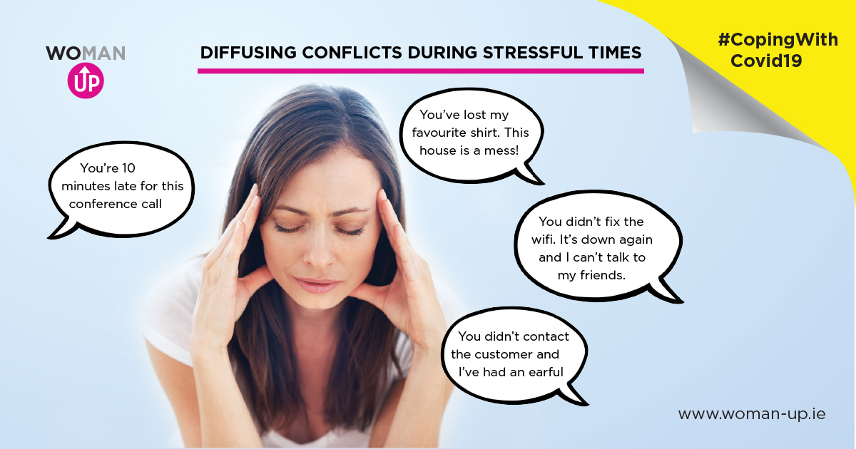 Raised voices &amp; rows all too common due to #Covid19 .  Leadership coach <a href="/Rosecartolari/">Rose Cartolari</a> has tips on diffusing conflicts &amp; being empathetic in this post thinkbusiness.ie/articles/confl…. Part of the @womanupleaders #CopingWithCovid19 series