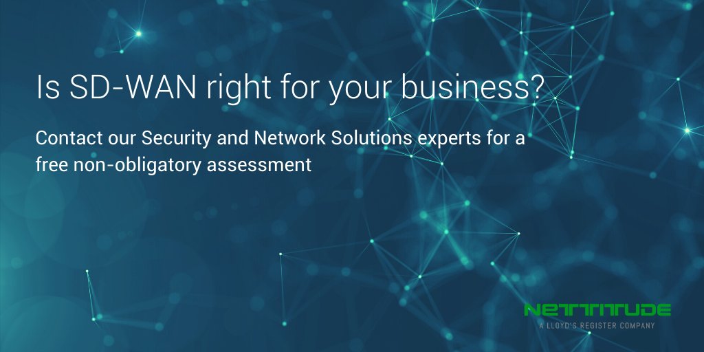LRQA_cybersec's tweet photo. According to Gartner, by 2024, to enhance agility and support for cloud applications, 60% of enterprises will have implemented SD-WAN, compared with fewer than 20% in 2019. Are you prepared? Head over to our website for more info https://t.co/MtVW3dfauj #networksolutions #sdwan https://t.co/xcttsoMEXd