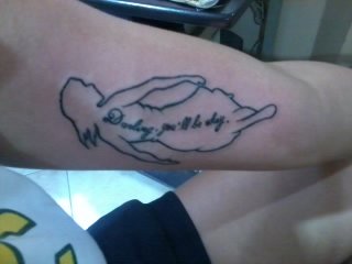 Sherimoi's tweet photo. @piercetheveil loved the words so much i had it inked on me as a self reminder. (kinda blurry but hey ❤️) https://t.co/Xe1iXptpKw