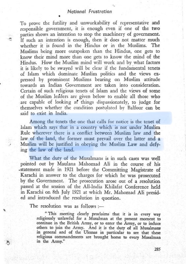 Ambedkar mentions in his book "Pakistan or Partition of India" that Muslims prefer the “Law of Islam” over “Law of Land”. Read more about  #Ambedkar 's opinion about Indian Muslims in this thread. Let's remember tough words on  #DrAmbedkarJayanti  https://twitter.com/Aabhas24/status/1141379730710528001?s=20