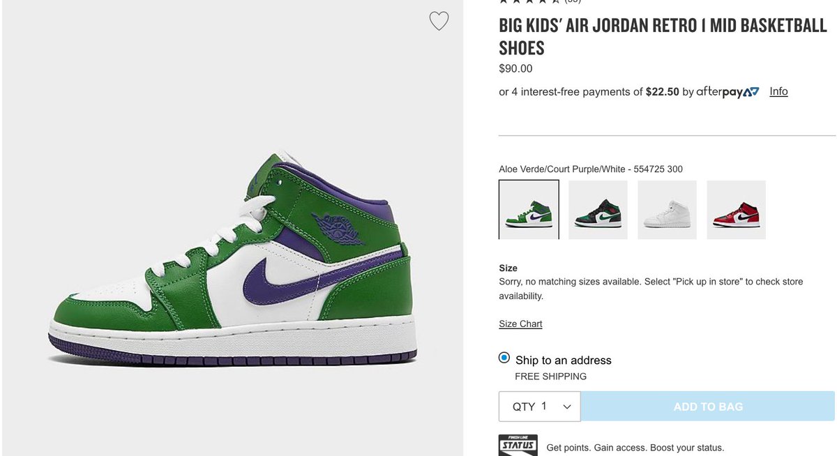 jordan 1 gs size chart