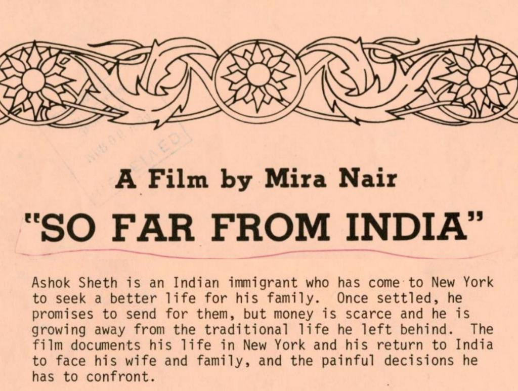  #SoFarFromIndia (1983) by  @MiraPagliNair. A documentary feature showing portrait of an immigrant family split between two worlds.Link:  https://archive.org/details/sofarfromindiaOn vimeo:  https://vimeo.com/ondemand/sofarfromindiaConcord media VoD  https://www.concordmedia.org.uk/products/so-far-from-india-1328/