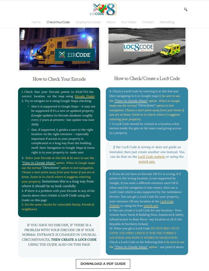 checkyourcode1's tweet photo. Check your #Eircode or #Loc8Code before you need it in an emergency
Follow the guide to #checkyourcode & #displayyourcode & DO IT FOR THOSE WHO CAN'T
https://t.co/m05ndcG1r1 https://t.co/hVyNLeBOZQ