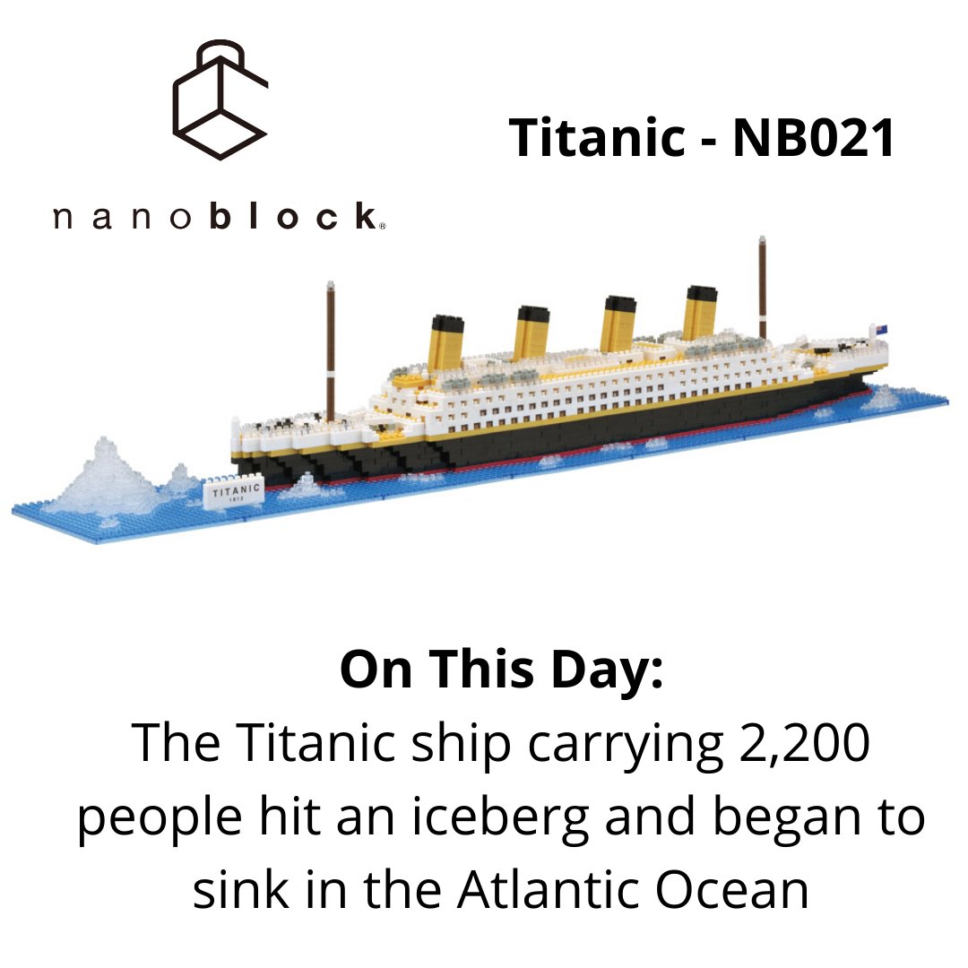 On this day... The Titanic was carrying 2,200 people on board and hit an iceberg and began to sink in to the Atlantic Ocean

#titanic #ship #atlantic #ocean #sea #nanoblock #onthisday #tuesday #april #twitter #instagram #facebook #buildingblock