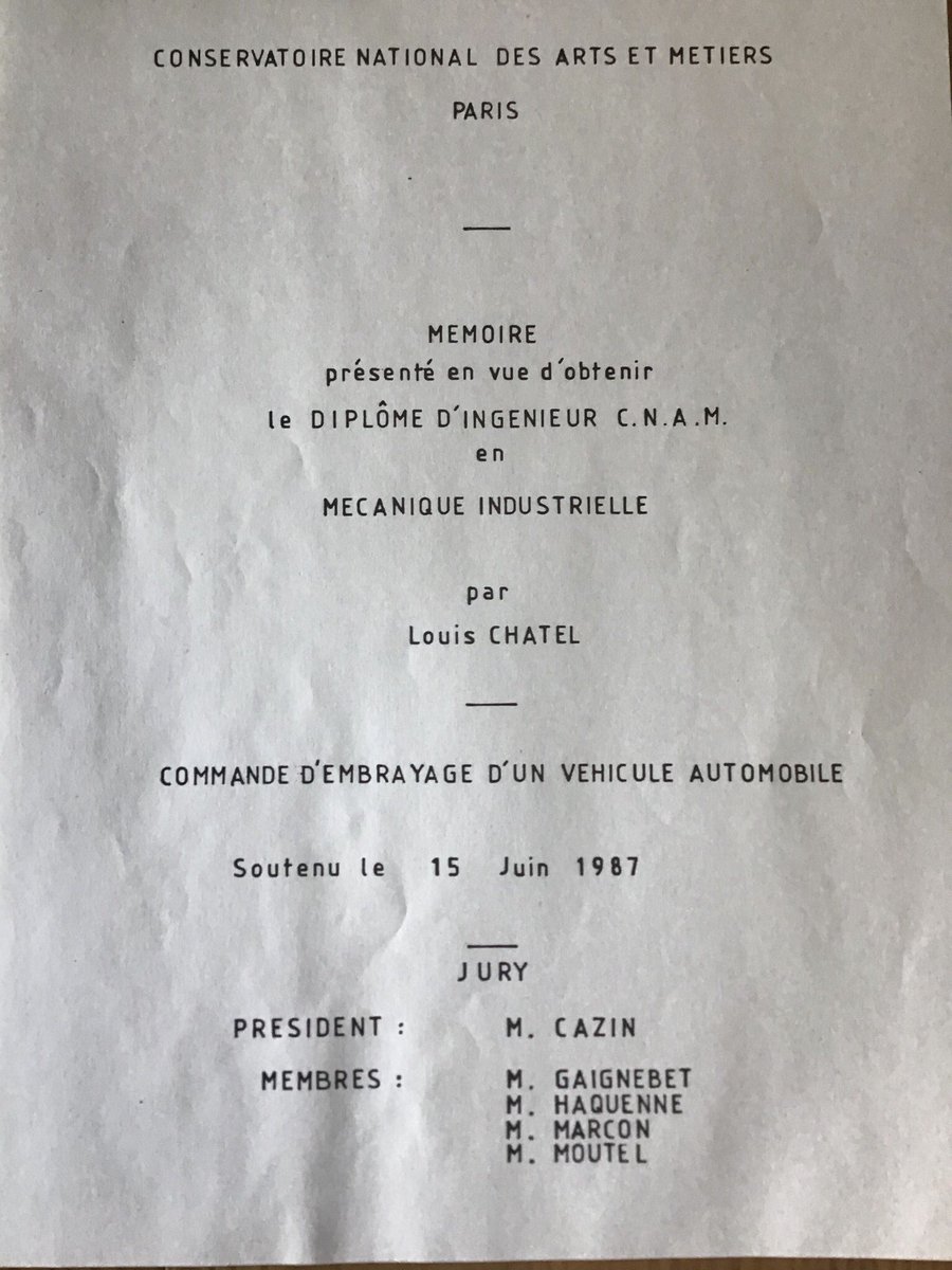 C’était années 80, en 1987 je soutenais mon mémoire en vue de l’obtention du diplôme d’ingénieur délivré par  @LeCnam mais auparavant il avait fallu concrétiser ce mémoire par un document « dactylographié »La couverture et le résumé dudit document