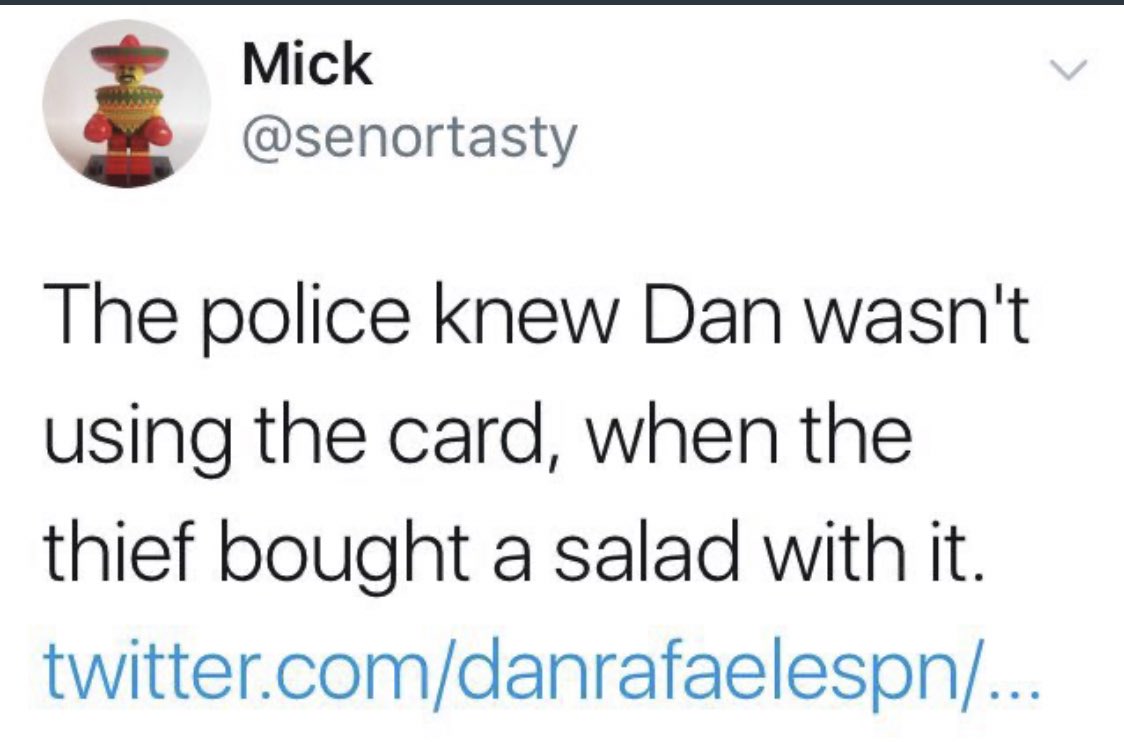 senortasty's tweet photo. Block #MysticMick ๐ฎ get sacked. #karma #FatDan https://t.co/mgM6oRbp8E