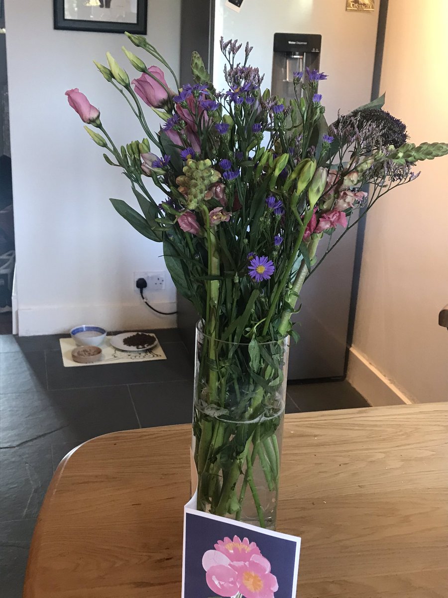 RachelCroshaw's tweet image. A wonderful start to the week receiving these beauties from my team wishing me a happy 10 year Mencap-iversary! Best Team Ever! #TeamMencap 🥳
