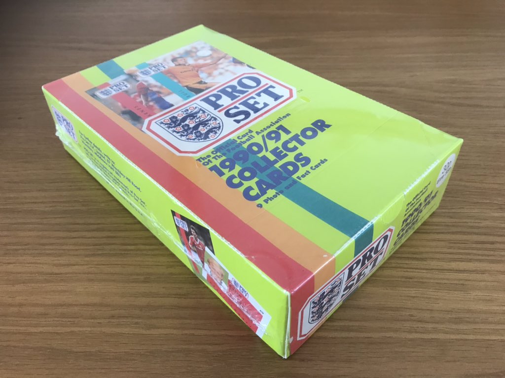 So  @ntfc100 has an unopened box of PRO SET 1990/91 collector cards. We're going to open 2 packs a day for the craic. Pre-Premier League collector heaven.