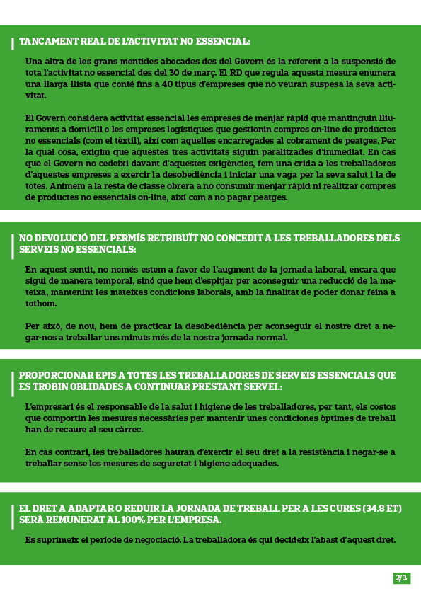 AuditoriaBCN's tweet photo. Més de 350 organitzacions de tot l’Estat exigim que no es reprengui l’activitat no essencials i mesures urgents de protecció laboral i econòmica.

Necessitem un ##PlanDeChoqueLaboral https://t.co/YqtaxnXUWO