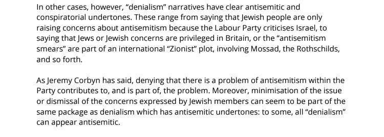 The leaked  #LabourReport warns that "denialism" is part of the problem and sometimes is itself expressed in antisemitic terms. It blames party staff for encouraging this but ignores the role of John McDonnell's Labour Representation Committee & other party leaders /6