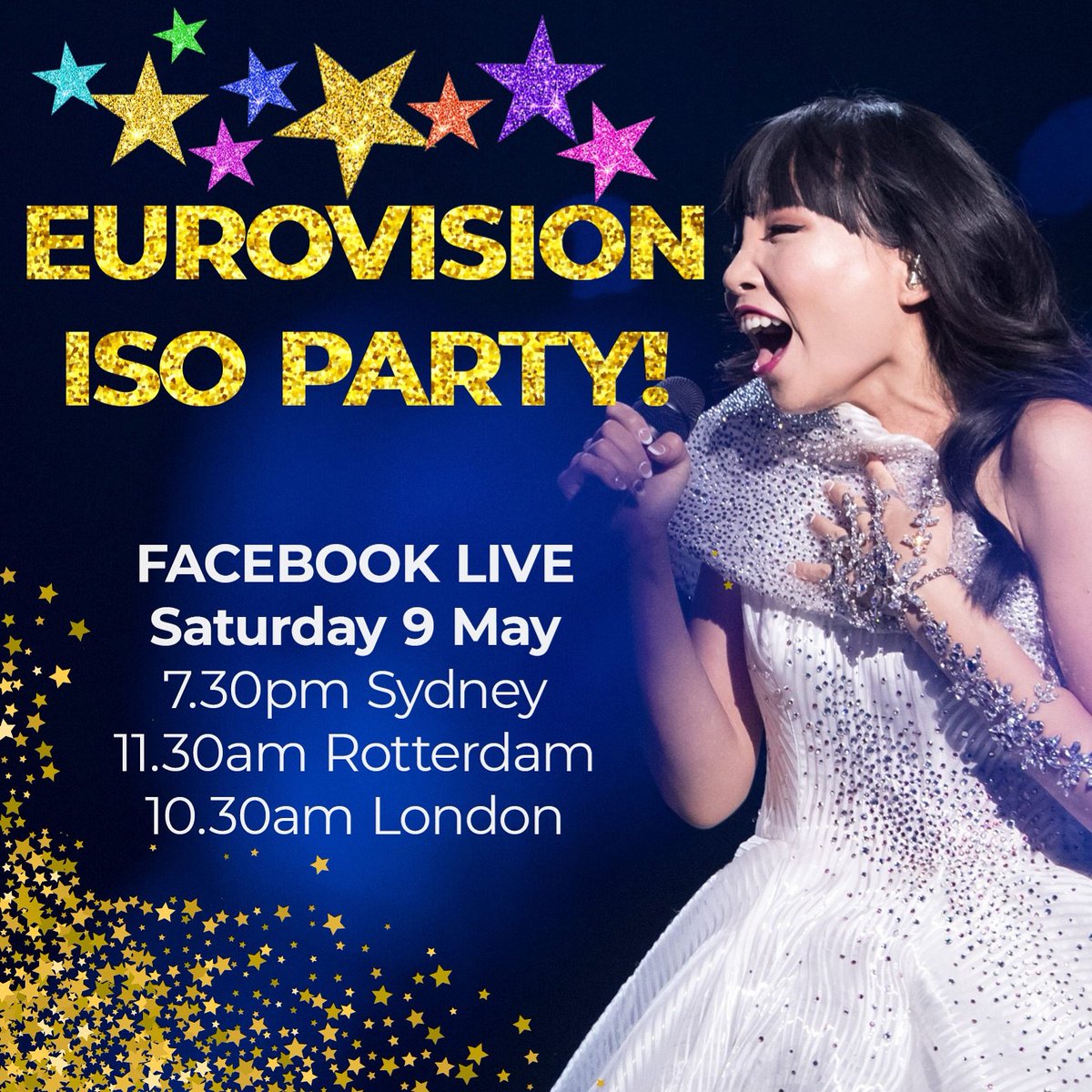 damiandmusic's tweet photo. I'm bringing back GLITTER to your lounge room! I'm throwing a Eurovision themed Facebook Live concert on May 9🎶  I'm singing some of my favourite Eurovision songs of all time as well as my own songs ❤💃 Let me know which songs you want me to perform 💙 #EurovisionIsoParty https://t.co/1L3kpAbZ5m