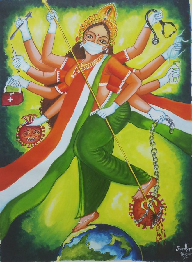 Bharat Mata - Artwork by Sumant Kumar - Art - Spenowr-saigonsouth.com.vn