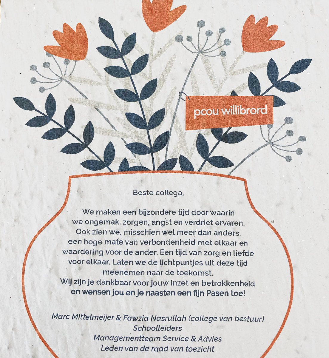 Een bloemetje van @pcouwillibrord verpakt in dit A5-je. Nog even zelf planten 😉 💐 #pcou #bedankje #bloemen #zaadjes #evenzelfplanten #onderwijs #onderwijsopafstand #thuisonderwijs #thuisleren #dacostahoograven #hoograven #utrecht