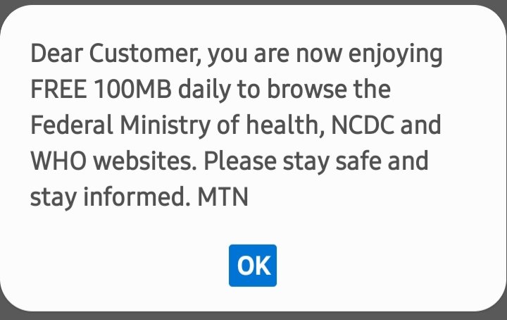KemiOdutayo's tweet photo. Hmmm. @MTN180 Thanks 4this. Wished it had been implemented fro day 1 of #LockDownNigeria However, #CutDataPrices is still preferable with #LockdownExtended We need people 2be otherwise engaged online 2keep the boredom off. U can't do that with #covid19 info only #LagosUnrest https://t.co/ZACI4v1BHv
