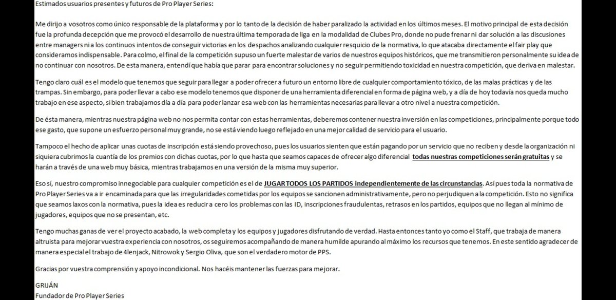 ProPlayerSeries's tweet image. EMPEZAMOS!

Jueves 16/04 abrimos inscripciones de nuestra nueva competición de clubes 

Miércoles 15/04 a las 20:00 h, en nuestro canal de discord, la presentaremos, explicaremos dudas y estudiaremos sugerencias.
discord.gg/kCQpYK7

Mientras, aquí tenéis una reflexión. 
👇