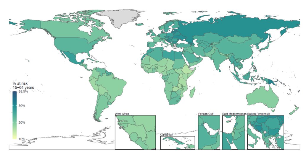 There's good evidence that underlying conditions increase the risk of severe COVID-19 disease. But where are those conditions distributed around the world?With Andy Clark and others, we used the Global Burden of disease to estimate this.NB: not peer reviewed (1/6)