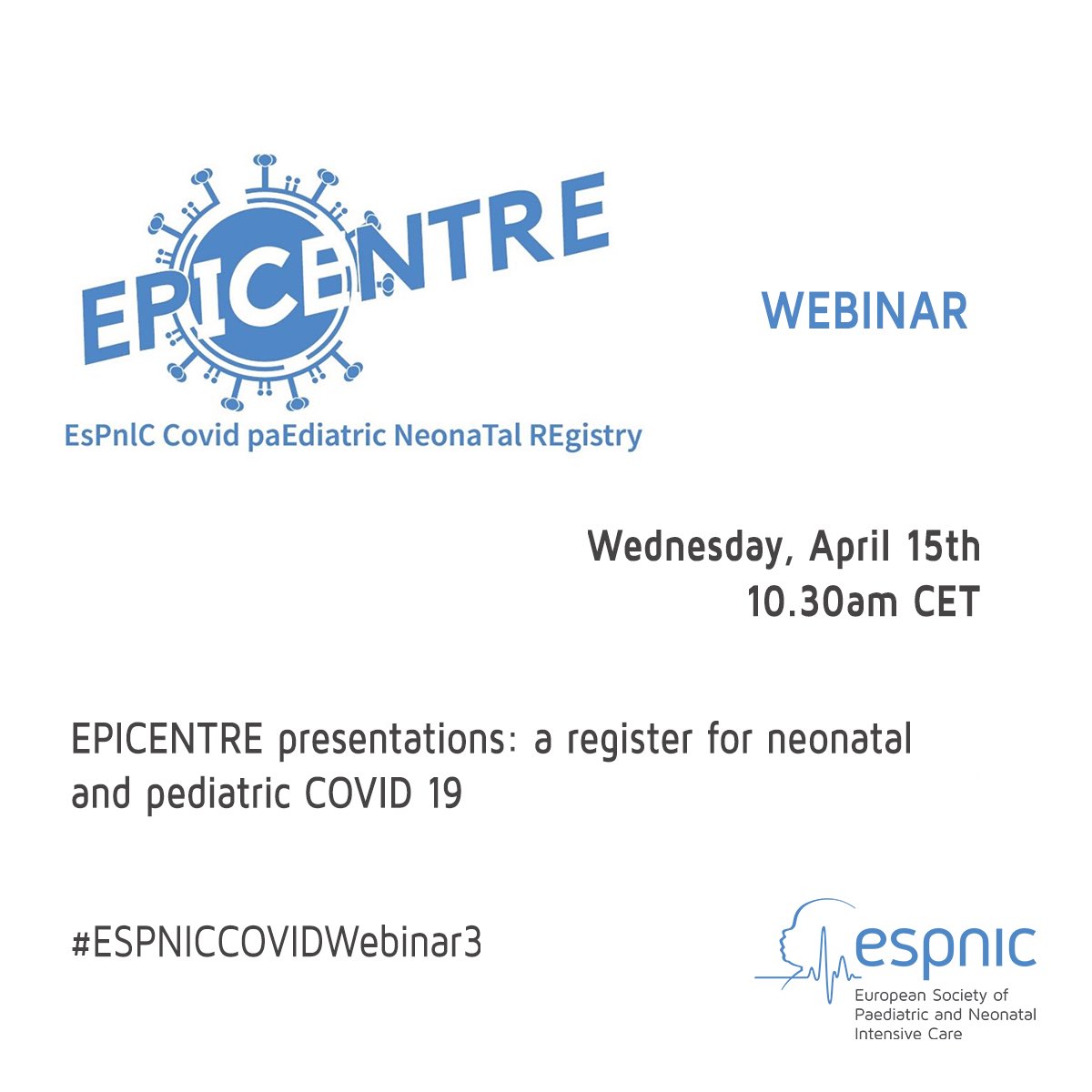 ESPNIC (@espnic_society) on Twitter photo Webinar TOMORROW on EPICENTRE presentations: a register for neonatal and pediatric #COVID19.
1030am CET👉🏻Daniele De Luca & <a href="/giovannachidini/">giovanna chidini</a>. Also again the 25th⏰7pm CET, so choose one and register!
Wednesday 15th: zoom.us/webinar/regist…
Saturday 25th: zoom.us/webinar/regist… Webinar TOMORROW on EPICENTRE presentations: a register for neonatal and pediatric #COVID19.
1030am CET👉🏻Daniele De Luca & <a href="/giovannachidini/">giovanna chidini</a>. Also again the 25th⏰7pm CET, so choose one and register!
Wednesday 15th: zoom.us/webinar/regist…
Saturday 25th: zoom.us/webinar/regist…