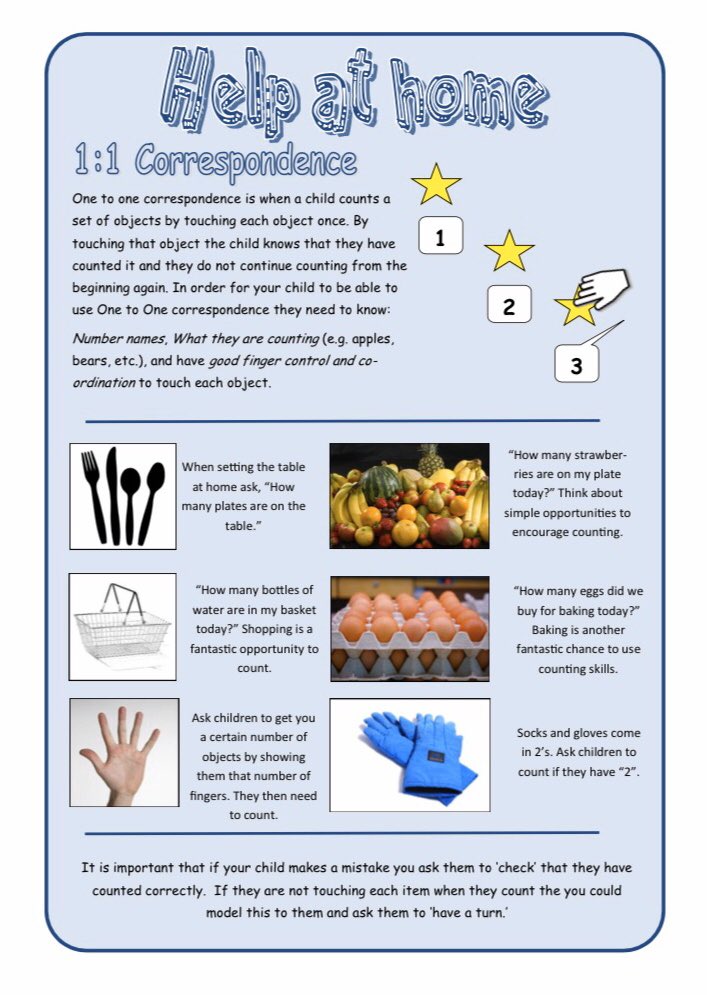Here are some ideas for home to help with accurate counting. Thanks to <a href="/NurseryNook/">Nursery Nook Designs</a> for this great information! Have a look at his webpage for more! #homelearning