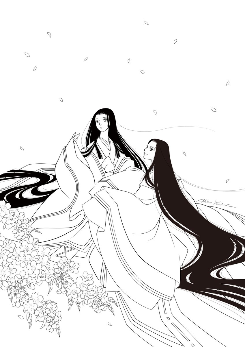 吉田 暁 美人画イラストレーター 手持ちのデータでぬり絵作ってみましたよ 需要あるかな ぬり絵として楽しんでね 再配布 商用利用は禁止ですよ イラストレーターにできること ぬり絵 Illustration Stayhome
