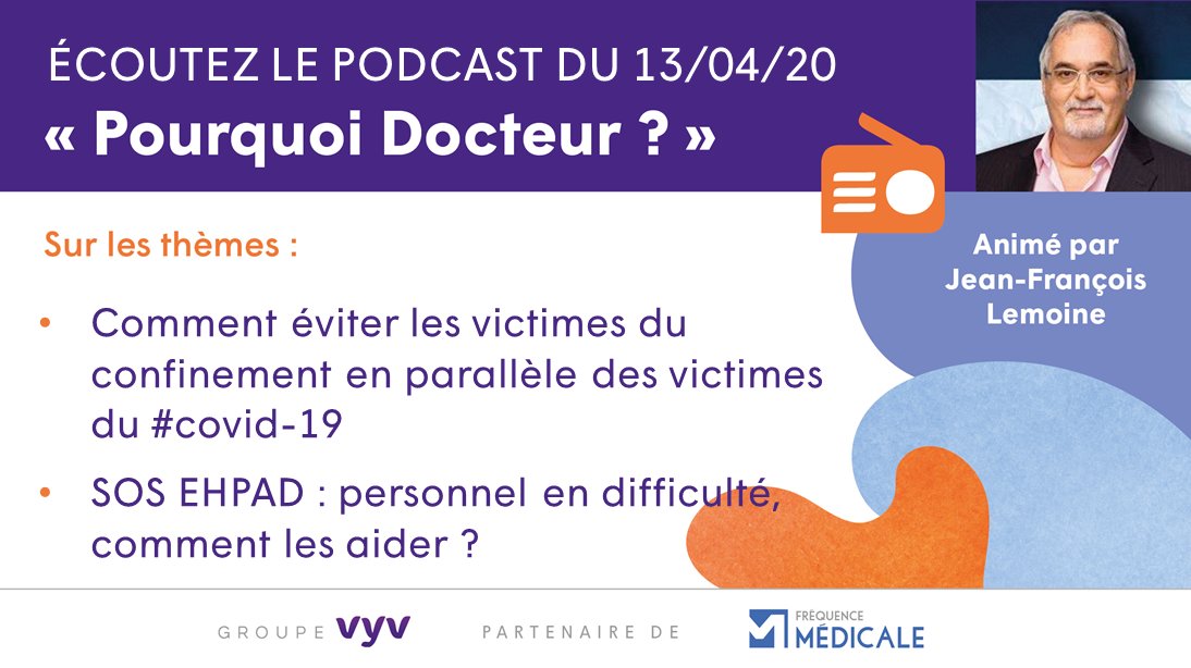 🎙[Podcast] Au programme de «Pourquoi Docteur ?» du 13/04, l'actu du #covid19 vue par les experts : coviDIAB, une application pour répondre au questionnement des diabétiques, création d’une association SOS #EHPAD pour venir en aide au personnel... ▶bit.ly/podcast-13avril