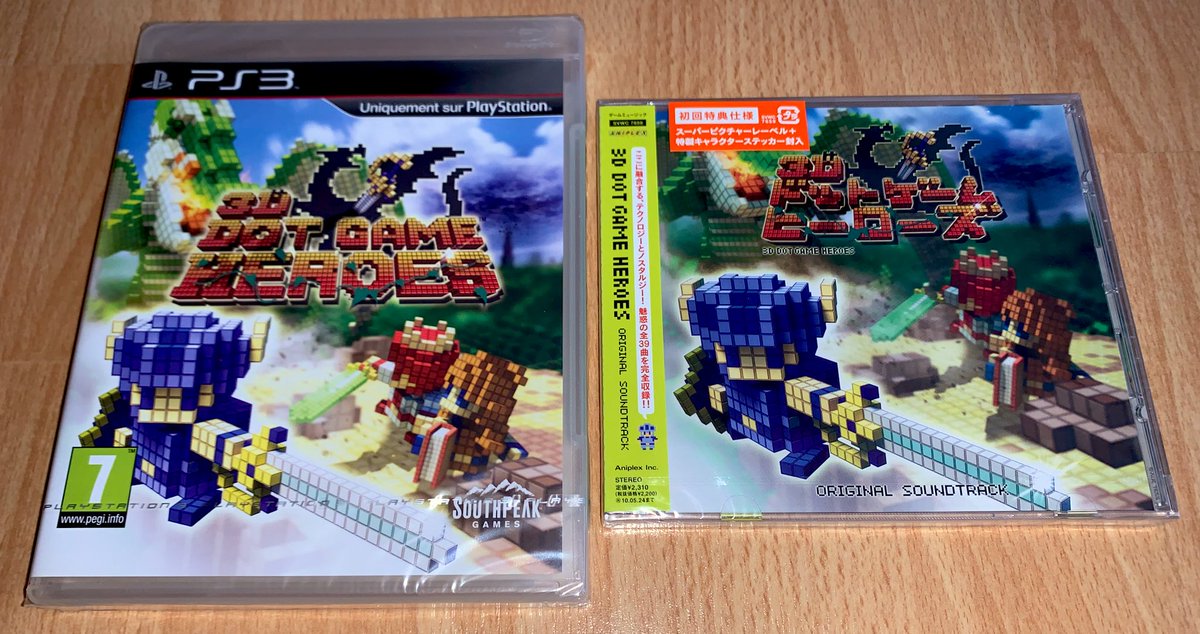 3D Dot Game Heroes (PS3, 2010) Toujours exclusif PS3 à l’aube de ses 10 ans, ce petit bijou est peu courant, surtout avec ses notice (une VRAIE !) et jaquette françaises, même si le jeu est en anglais.J’en ai gardé un second exemplaire neuf, ainsi que le CD de sa super OST.