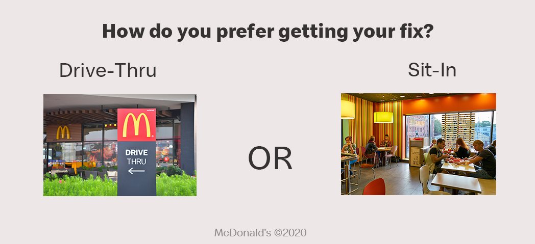 8. How do you prefer getting your fave meal? Drive-Thru Sit-In  #Day19ofLockdown