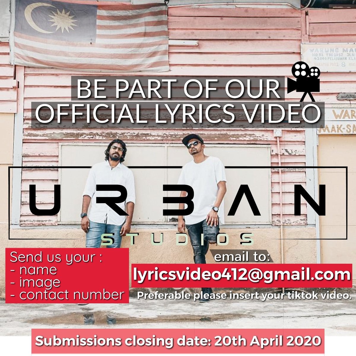 musicmantrasmm's tweet photo. Here's opportunity for ya'll out there! Wanna be part of @karnan_gcrak & @itsdjmastermind 's first official lyrics video? Send them your details to lyricsvideo412@gmail.com now!
They are leading to set the Malaysian Book Of Records. #urbanstudios #karnangcrak #djmastermind https://t.co/FWdpQoONcM