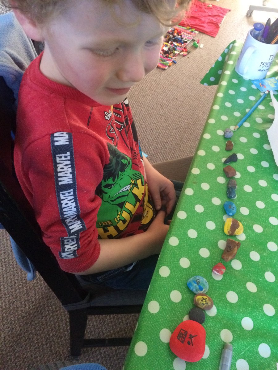MLovestea's tweet photo. @LlanilltudF Daniel has been painting pebbles as his creative challenge. Each one is a planet apparently... 😄 https://t.co/uxwxFxmb5H