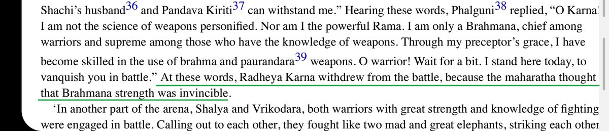 Pic-1: Arjuna STUNNED Radheya with his arrows.Pic-2: Arjuna challenges Karna again and hearing this, Karna withdraws from battle as he thought that the "Bhramin's strength was INVINCIBLE."