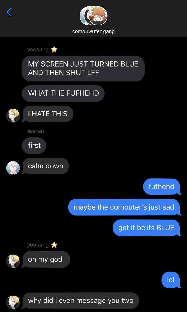 1. blue is 707 and then hana in the rfa chat
