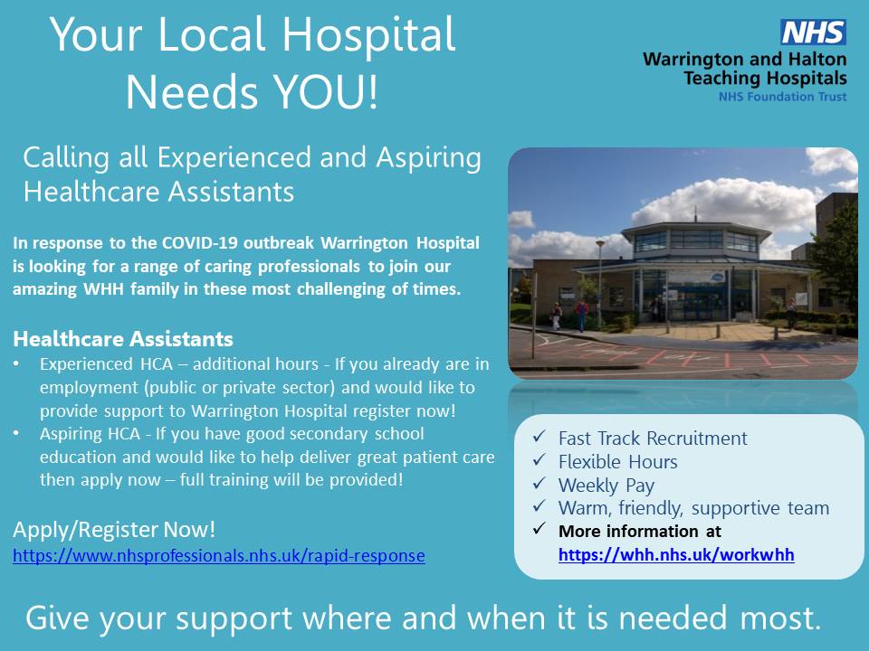 Come join the #TeamWHH family TODAY! We NEED you! Calling all experienced and aspiring Healthcare Assistants
Apply/Register TODAY! 
nhsprofessionals.nhs.uk/rapid-response