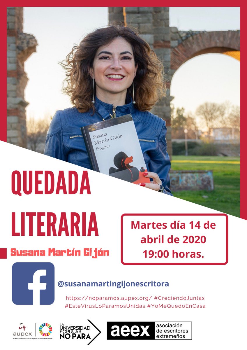 up_aupex's tweet photo. No olvides que esta tarde tenemos una Quedada literaria con @SusanaMGijon. Será a las 19:00 horas y podrás seguirla en directo desde su página de Facebook (https://t.co/A7zS28fkxx).
¡Te esperamos!
#CreciendoJuntas #EsteVirusLoParamosUnidas #YoMeQuedoEnCasa #AEEX https://t.co/fZ7fYb1XPE
