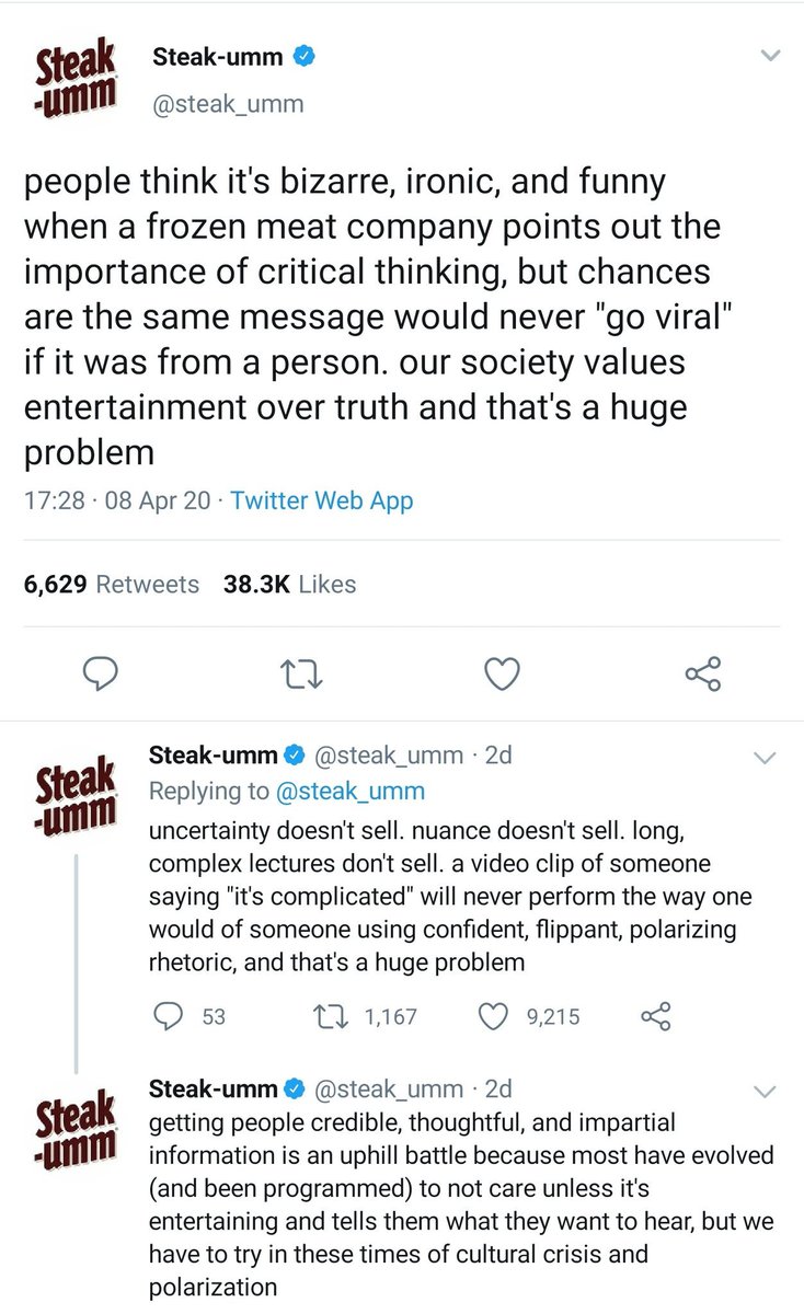 Here's my first gripe: Allebach is in a loop of self-referential millenial irony. But stating the problem doesn't excuse inaction. He laments a lack of trust in experts, but doesn't explain how advertising agencies are participating in repairing this situation. Guess why not?