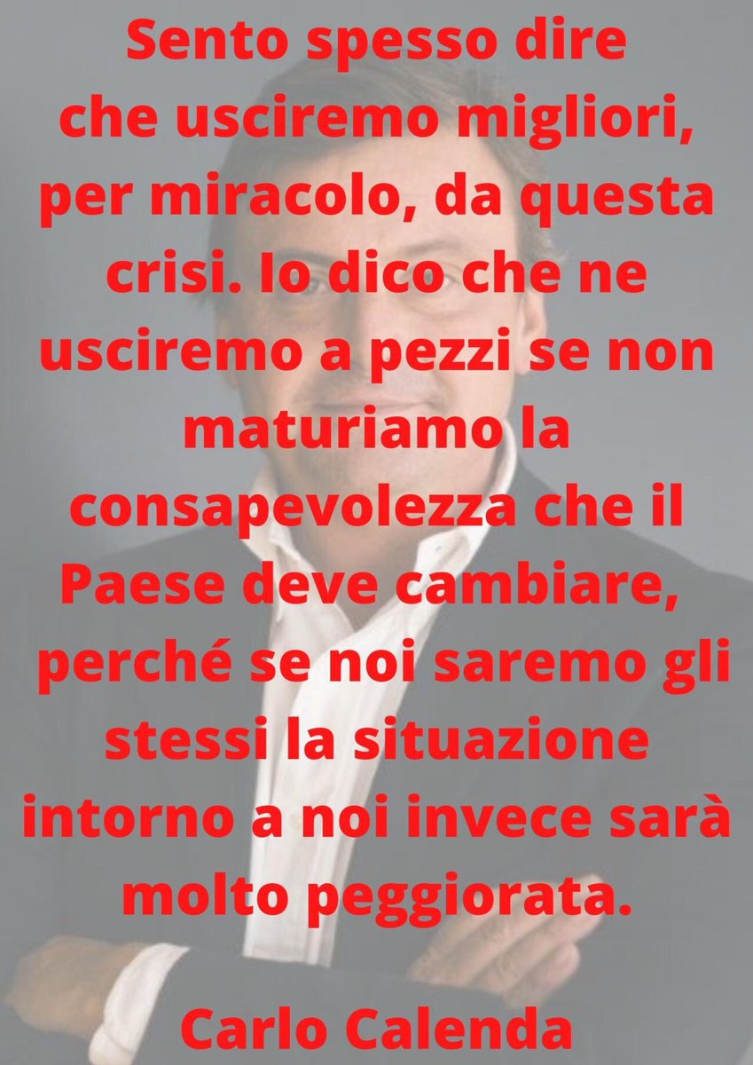 manageritalia's tweet photo. 🎤 #intervista a @CarloCalenda che è anche #manager x parlare di #ripresa Leggi 🔎 https://t.co/pp3rV7CB0I
🎯 italiani #pretendere da #politica e paese #serietà
🎯 servono competenti e #competenze anche #manager
🎯 dobbiamo fare futuro #Europa
🎯 #partiamo #subito
#COVID2019 https://t.co/OUMlJDni0F