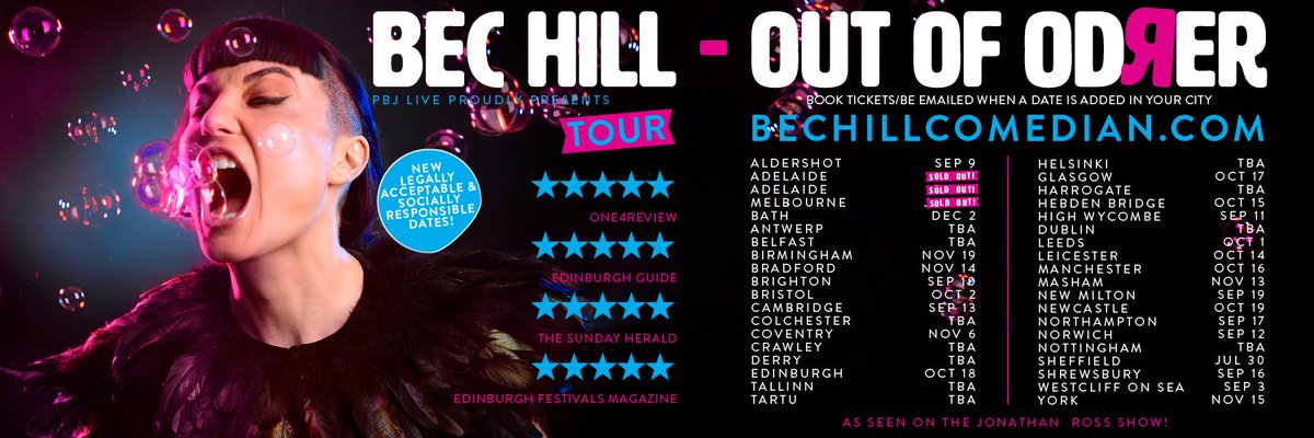 In case you missed it, my tour has been moved and tickets are now back on sale! bechillcomedian.com/tour-gigs.

You can now also REQUEST AN EMAIL if/when I add tickets to an event IN YOUR AREA (even if it's not initially listed on the poster) at events.bechillcomedian.com!