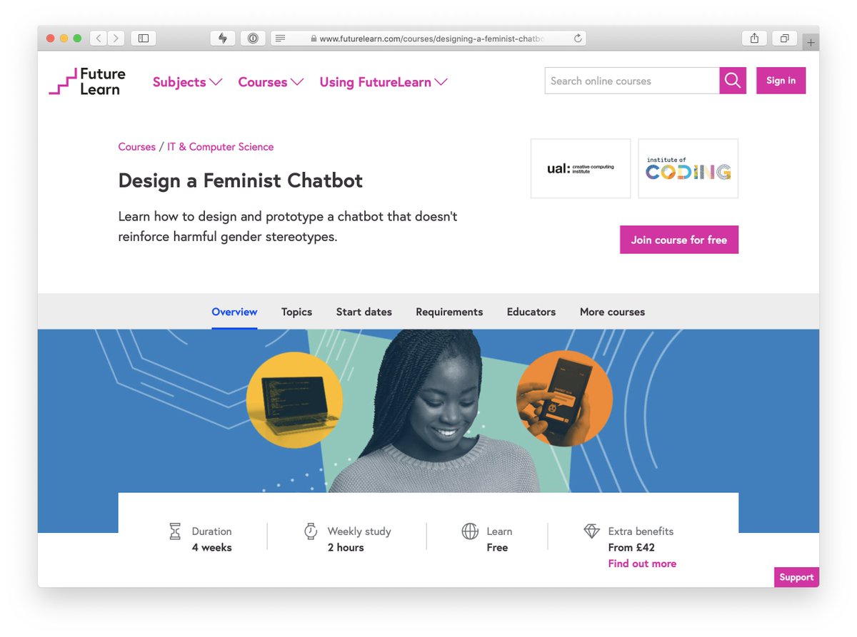 ual_cci's tweet photo. Announcing our “Design a Feminist Chatbot” free online course on @FutureLearn in partnership with @IoCoding #creativeComputing @UAL

Details + Sign up:
https://t.co/XnC1Dd7WxY https://t.co/j3WvrirdMj
