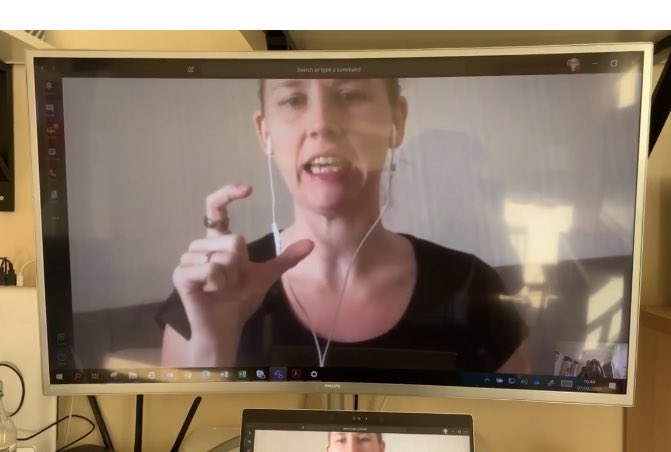 LipspeakerLinzi's tweet photo. The best thing about working from home as a Lipspeaker - you can wear shorts and slippers and nobody knows about it ๐ค
....... well, at least they didnโt ๐
#Lipspeaking #Access #Communication #Communicate #Connect #Visual #Language #Inclusion #Lipreading https://t.co/0X9HwZaZja