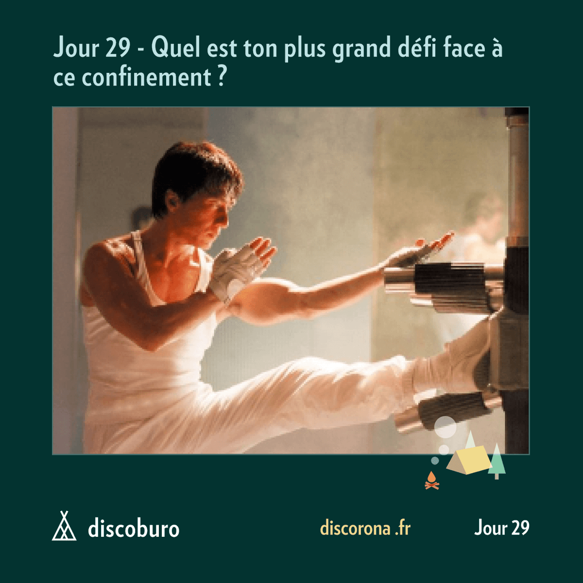 En ce moment, on se questionne et on s'interroge sur soi aussi, ça fait du bien et ça n'empêche qu'on garde la pêche !🍑
Aujourd'hui, on veut savoir quel est votre plus grand défi face à cette situation de #confinement.💪

Répondez en commentaire ou sur discorona.fr 🏕️