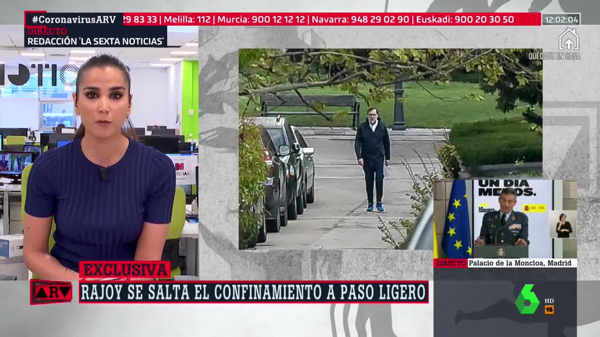 DebatAlRojoVivo's tweet photo. 🔴 #ÚLTIMAHORA Según ha podido saber laSexta, Mariano Rajoy se salta habitualmente el confinamiento ➡ https://t.co/5ccOICEO9s https://t.co/aM2qKXbSL0