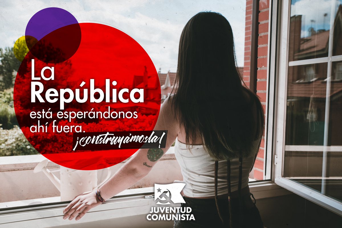 UJComunista_'s tweet photo. Por todo ello, luchemos por la III República y el Socialismo. Aprendamos de esta cuarentena la fortaleza que tiene la clase obrera cuando trabaja unida y organizada.

La República está esperándonos ahí fuera.

☭ Constrúyela junto a la Juventud Comunista: https://t.co/GlBc9ixmPX https://t.co/KcyzoOevaQ