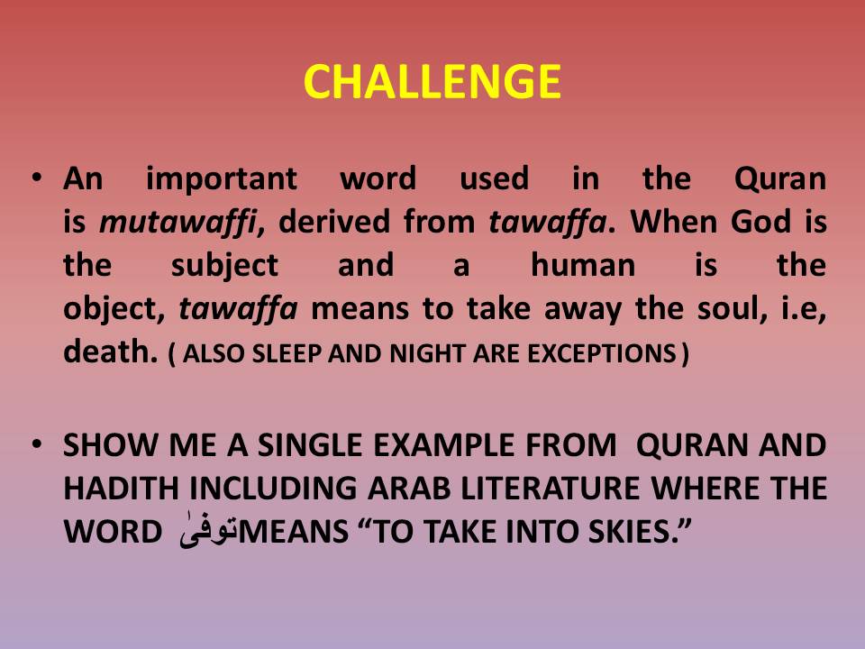 CHALLENGE ABOUT TAWAFFA: