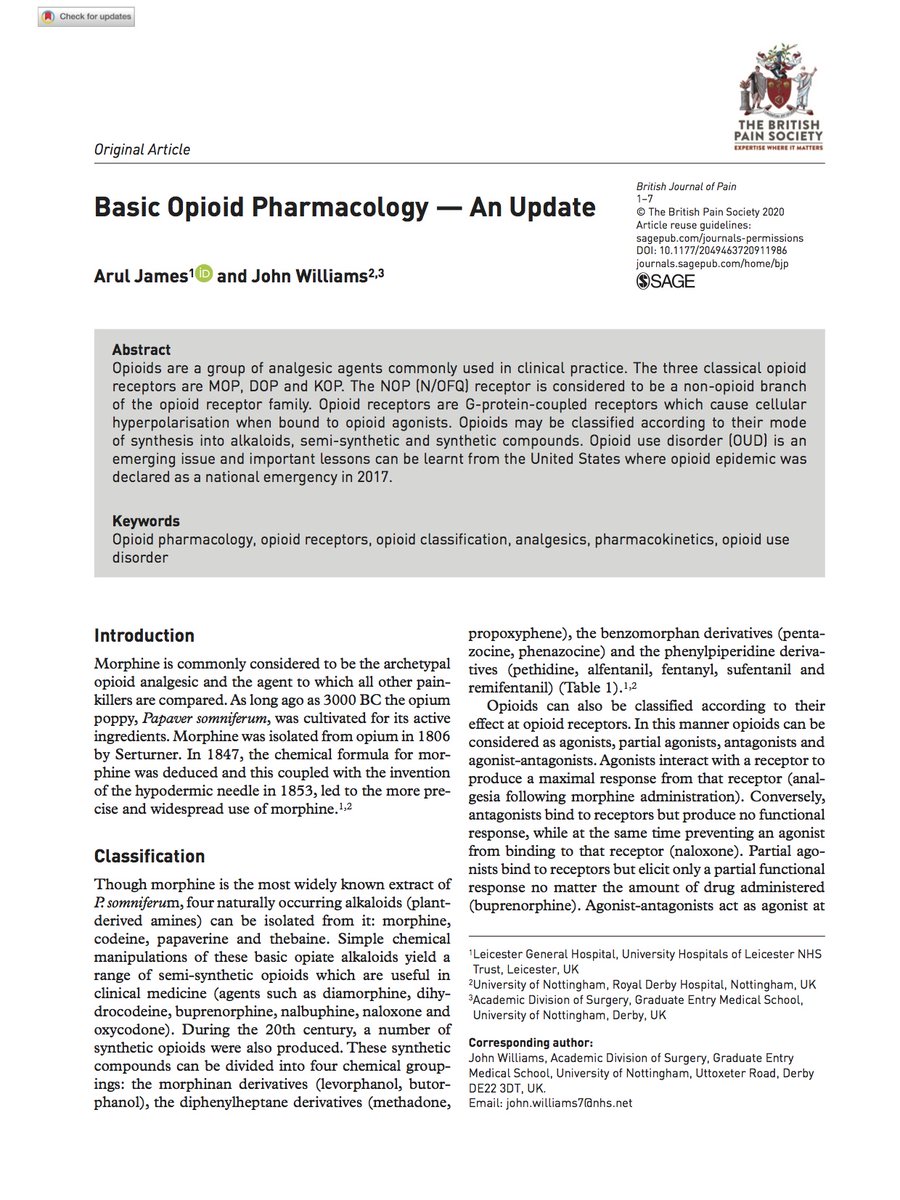 FeliciaJCox's tweet image. May&apos;s issue of @BritishPainSoc journal #BritJpain focuses on &apos;oids - #opioids, #gabapentinoids and #cannabinoids. Plus a smattering of topical capsaicin and IV lidocaine. Our most downloaded paper ever from Dr John Williams (Leicester) has been updated tinyurl.com/td7dnw9