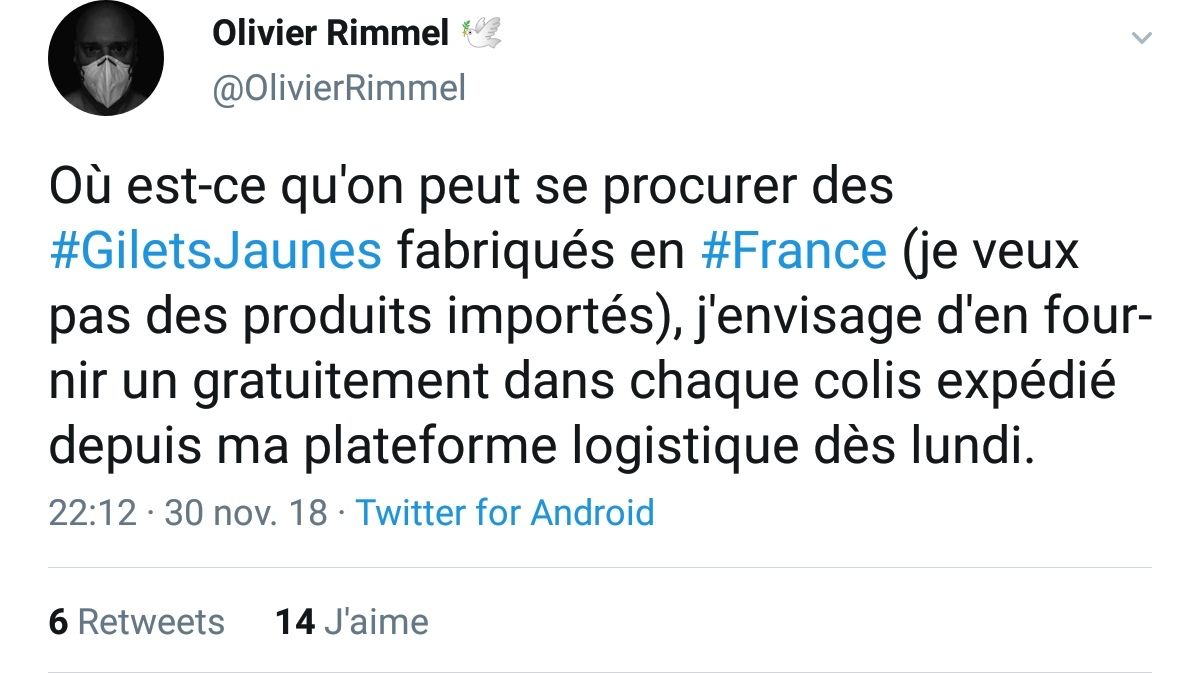 9/25...ça n’empêchait d'ailleurs pas notre vaillant philanthrope de proposer ses services aux Gilets Jaunes qu'il a plus ou moins prétendu soutenir