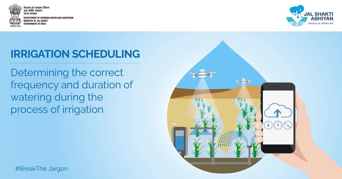 bareillysbm's tweet image. swachhbharat: RT @JalShaktiAbhyan: Improved agricultural practices will lead to saving #water and ensure a better future for us all. 
Let&apos;s #BreakTheJargon and talk about the importance of ‘Irrigation Scheduling’, an essential practice under smart farmin…