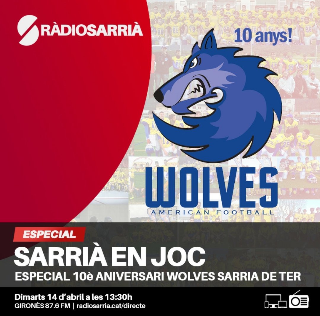 Radio_Sarria's tweet photo. 📌A les 13.30 h 🕜  no us perdeu l'especial del Sarrià en Joc d'aquest dimarts! Parlem amb molts dels membres dels @wolves_sarria, per aquests deu anys de vida del club! Moltes felicitats! #Sarriaiesport #Sarriaenjoc #wolves 🐺💙 https://t.co/GgVNnLTBvr