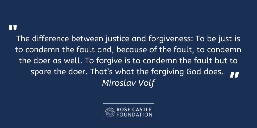 "The difference between justice and forgiveness: To be just is to condemn the fault and, because of the fault, to condemn the doer as well. To forgive is to condemn the fault but to spare the doer. That’s what the forgiving God does." <a href="/MiroslavVolf/">Miroslav Volf</a>