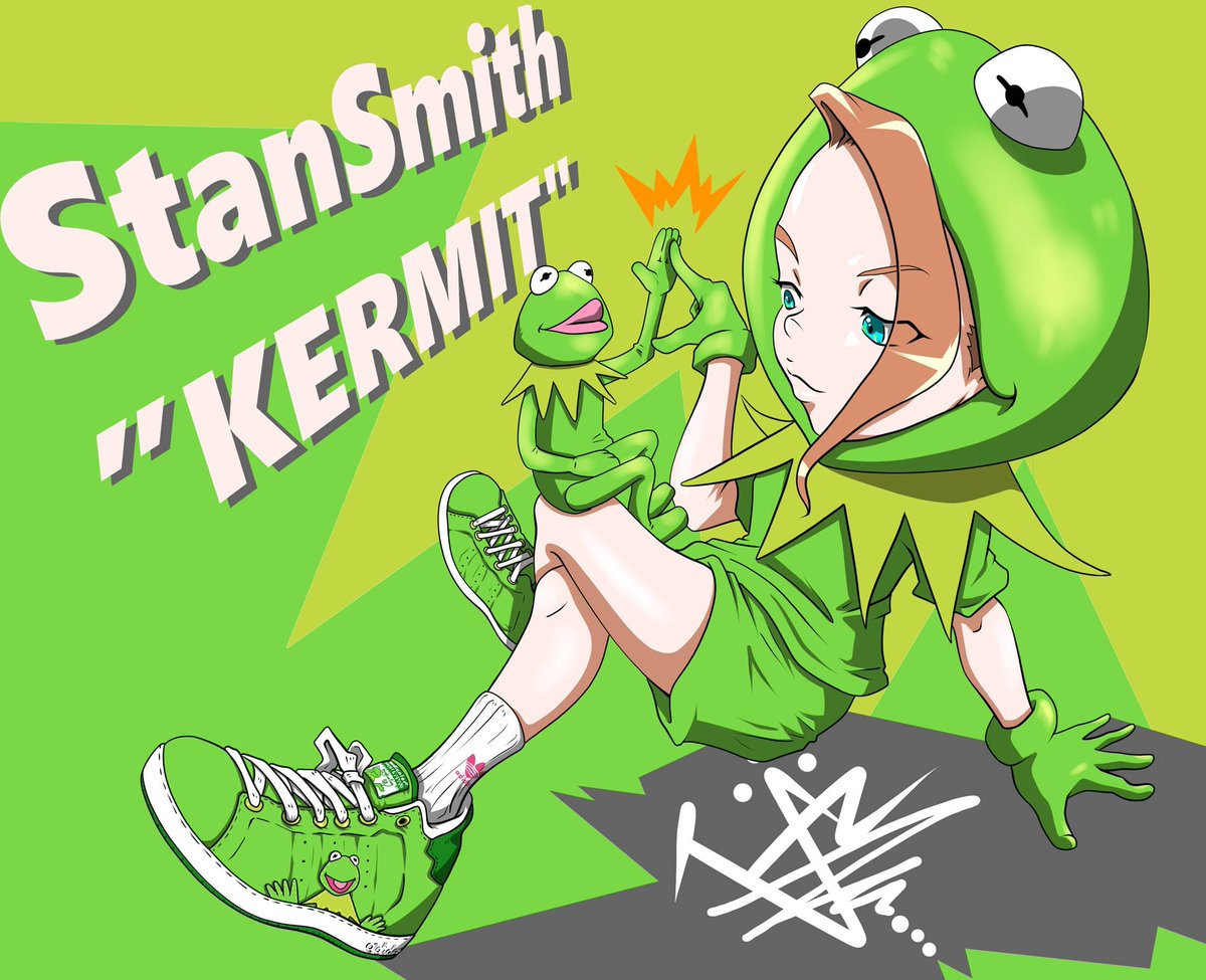 Uzivatel 青木 伴イラストレーター Youtube始めました Na Twitteru あんよチャン スニーカーイラスト 16足目 Adidas Stan Smith Kermit アディダスにはこんなかわいいコラボスニーカーがあるんですねー Adidas Stansmith Kermit カーミット