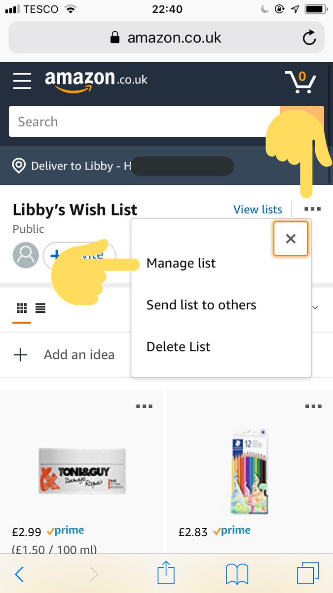 Amazon wish list private address