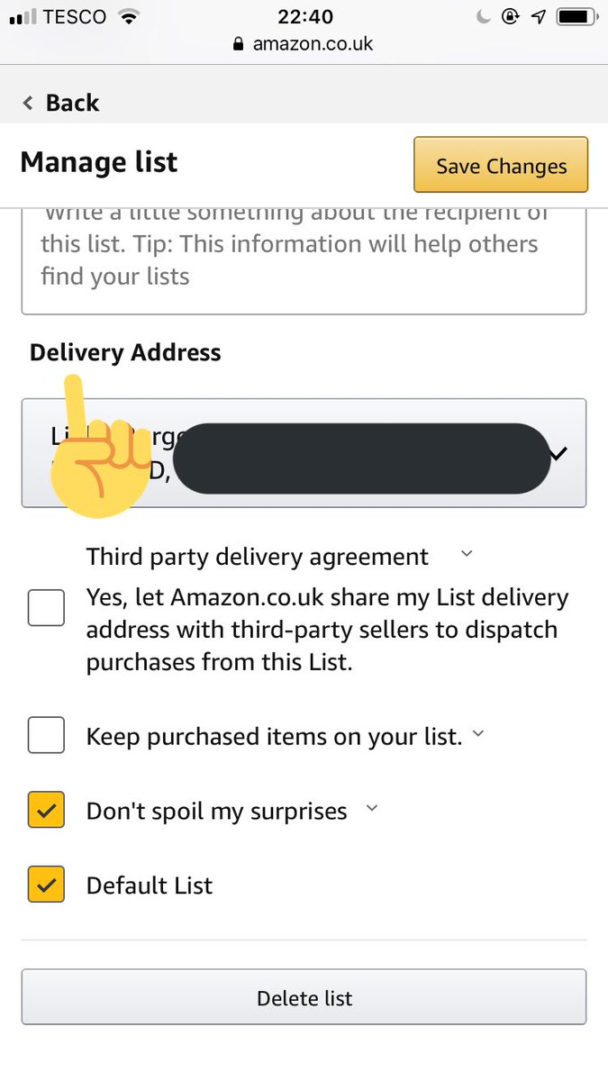 Amazon wishlist address private