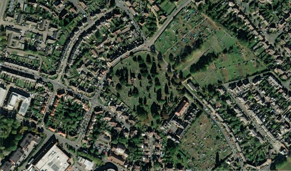 Don't you hate confirming a negative? The site of Huntingdon Priory (obtained by Williams alias Cromwell in 1542), perhaps the first house of Austin Canons in England, was apparently covered by a cemetary in 1855. Nothing destroys archaeology like graves. So has it gone for good?